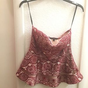 A red beige white lace tube top!